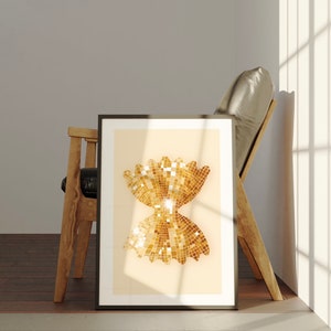 Pasta rosettteckning, pastaväggkonst, pastatryck, discokuldekor, discokultryck, köksinredning, pastaposter, trendig väggkonst, digital bild 7