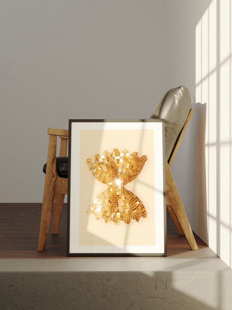 Pasta rosettteckning, pastaväggkonst, pastatryck, discokuldekor, discokultryck, köksinredning, pastaposter, trendig väggkonst, digital bild 7