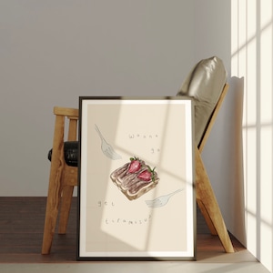 Tiramisu poster, Italian food print, kitchen wall art, tiramisu dessert poster, trendy wall art
