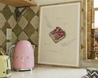 Tiramisu Dessert Print, Italian Kitchen Wall Art