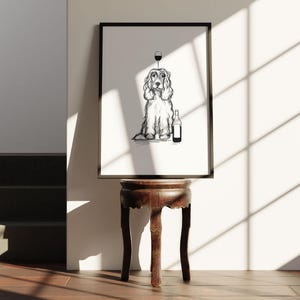 Cocker Spaniel Wall Art | English Cocker Spaniel Drawing, Dog Lovers Gift, Cocker Spaniel Print, English Cocker Lover, Customisable Colour