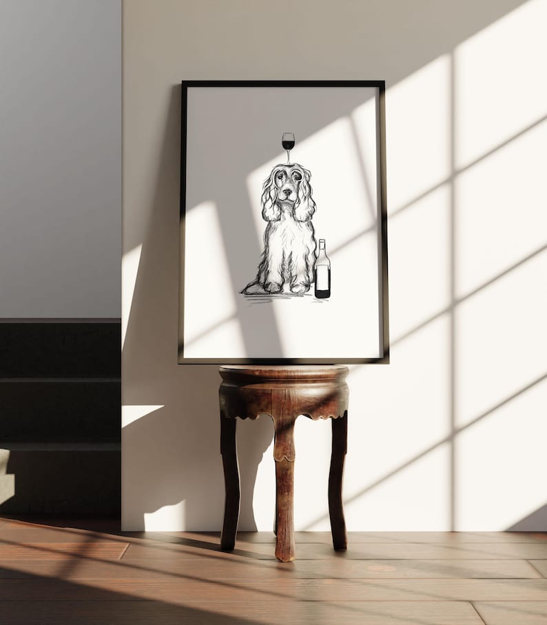 Cocker Spaniel Wall Art | English Cocker Spaniel Drawing, Dog Lovers ...