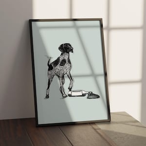 Customisable German Shorthaired Pointer Wall Art | German Pointer Drawing, GSP Drawing, GSP Dog Poster, Unframed Print or Digital download