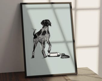 Arte murale personalizzabile raffigurante un Bracco tedesco a pelo corto / Disegno di un Bracco tedesco, Disegno di un Bracco tedesco a pelo corto, Poster di un cane Bracco tedesco a pelo corto, Stampa senza cornice o Download digitale