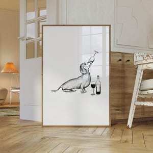 Dachshund wall art, Dachshund drawing, dog lovers gift, Dachshund drawing, Dachshund print, sausage dog poster, dog art, customisable colour