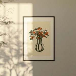 Stampa di alberi d&#39;arancio, arte della parete dell&#39;albero d&#39;arancio, stampa di arance, stampa d&#39;arte delle arance, arte della parete arancione, arte della parete della cucina, arredamento per la casa, arte digitale