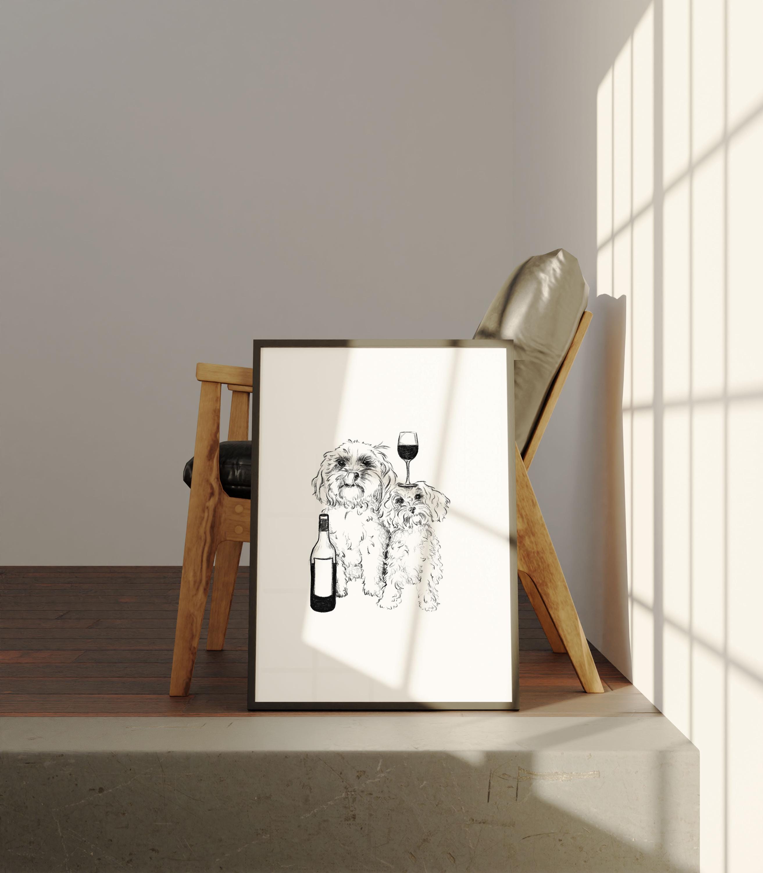 Customisable Cavapoo Wall Art | Dogs and Wine Art, Cockerpoo ...