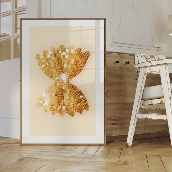 Disco Ball Pasta Print, Trendy Kitchen Wall Art