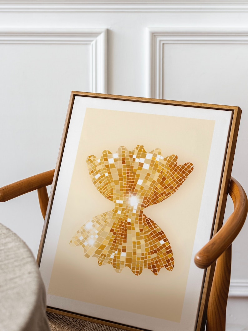 Pasta rosettteckning, pastaväggkonst, pastatryck, discokuldekor, discokultryck, köksinredning, pastaposter, trendig väggkonst, digital bild 6