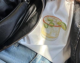 Kryddig Margarita grafisk t-shirt, cocktailillustration, unisex-tröja