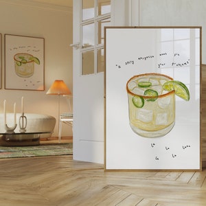 Impresión de margarita picante, margarita, marg picante, cartel de cóctel, impresión de cóctel, obras de arte de cocina, una margarita lo arreglará cartel, arte de pared