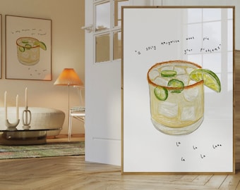 Spicy margarita print, margarita, spicy marg, cocktail poster, cocktail print, kitchen artwork, a margarita will fix it poster, wall art