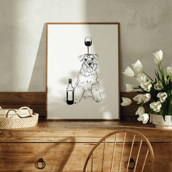 Miniatur Schnauzer Wand Kunst | Schnauzer Zeichnung, Hundeliebhaber Geschenk, Mini Schnauzer Zeichnung, Hund Poster, Hunde Druck, anpassbare Farbe