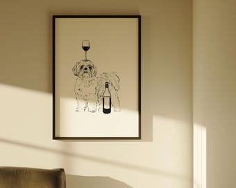 Shih Tzu wall art | Shih Tzu drawing, Dog Lovers Gift, Shih Tzu Dog Drawing, Dog Poster, Dog Print, Pet Portrait, Customisable Colour