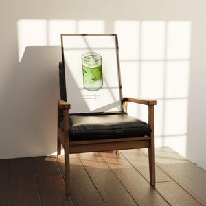 May include: A framed watercolour illustration of a green iced drink with the text "So somebody green made me my dream"