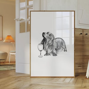 Dachshund Art | Dachshund Wall Art, Long Haired Dachshund, Dachshund Print, Dog Lovers Gift, Dachshund Gift, Customisable Colour