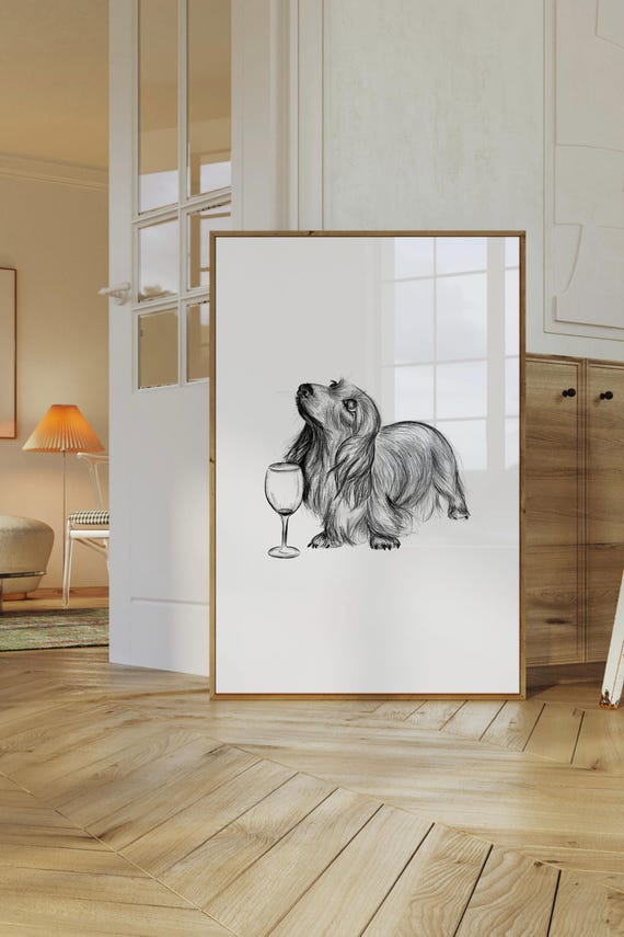 Dachshund Art | Dachshund Wall Art, Long Haired Dachshund, Dachshund Print, Dog Lovers Gift, Dachshund Gift, Customisable Colour