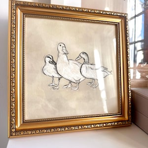 Vintage Duck Wall Print | Duck Illustration, Duck Drawing, Farmhouse Duck Art |  Digital Download