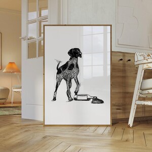 Customisable German Shorthaired Pointer Wall Art | German Pointer Drawing, GSP Drawing, GSP Dog Poster, Digital download