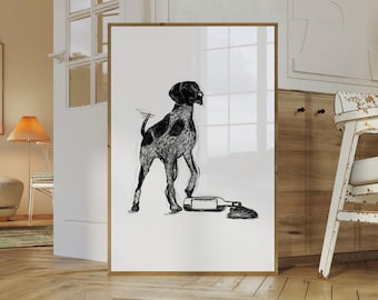 Disegno da parete personalizzabile di un Bracco Tedesco a pelo corto / Disegno di un Bracco Tedesco, Disegno di un Bracco Tedesco, Poster di un Bracco Tedesco, Download digitale