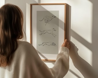 Disegno di un levriero da corsa: stampa artistica da parete con levriero