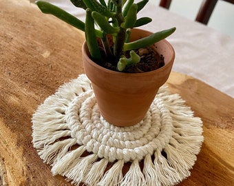 Handmade Macrame Coaster, Boho Table Decor, Housewarming Gift