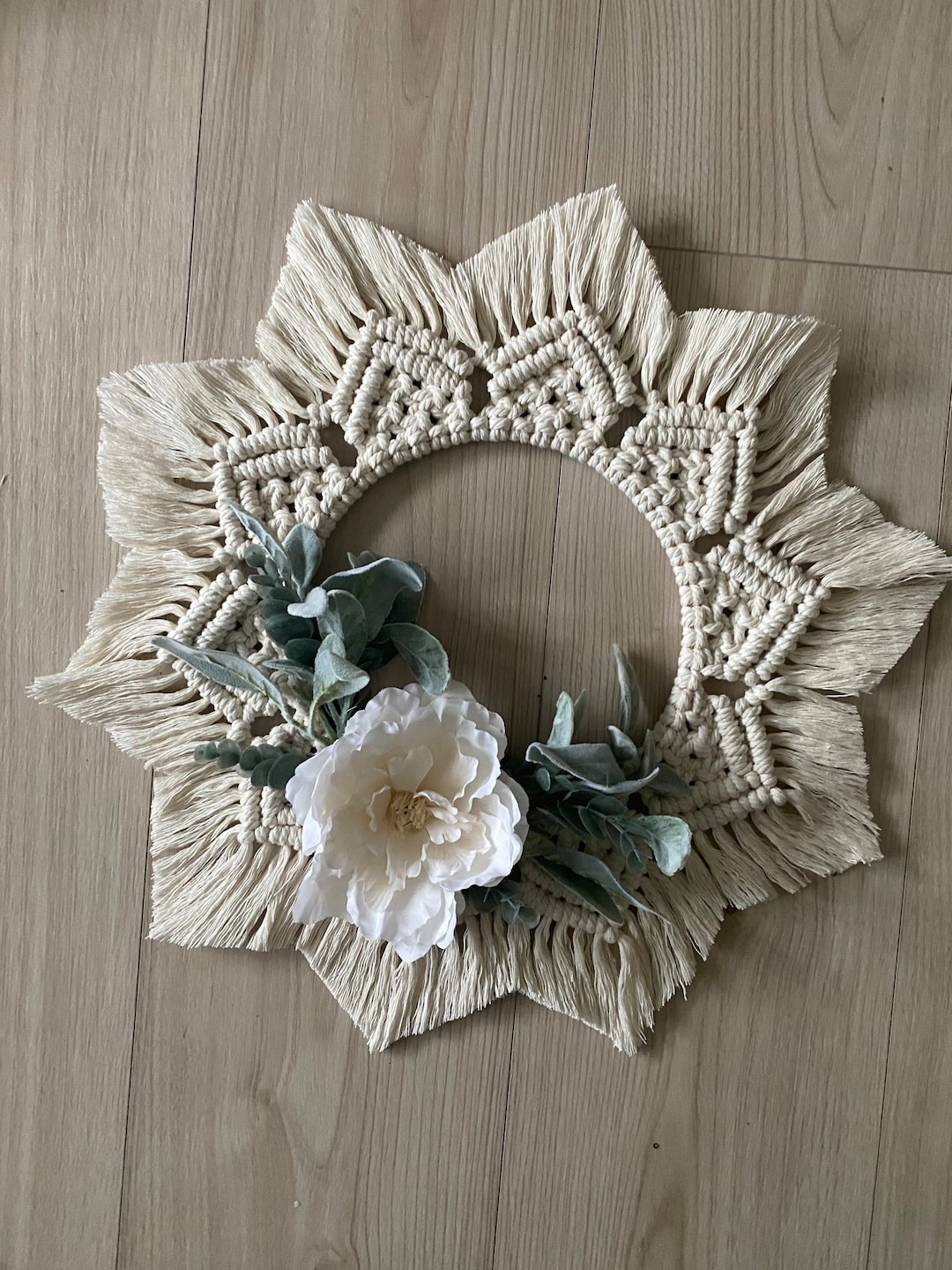 Macrame Wreath, Decor, Farmhouse, Floral Metal Hoop Wreath, Holiday ...