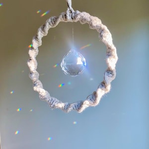 Macrame Sun Catcher, ring hanging, Window Decor, Christmas  gift, memorial gift, baby loss gift, rainbows