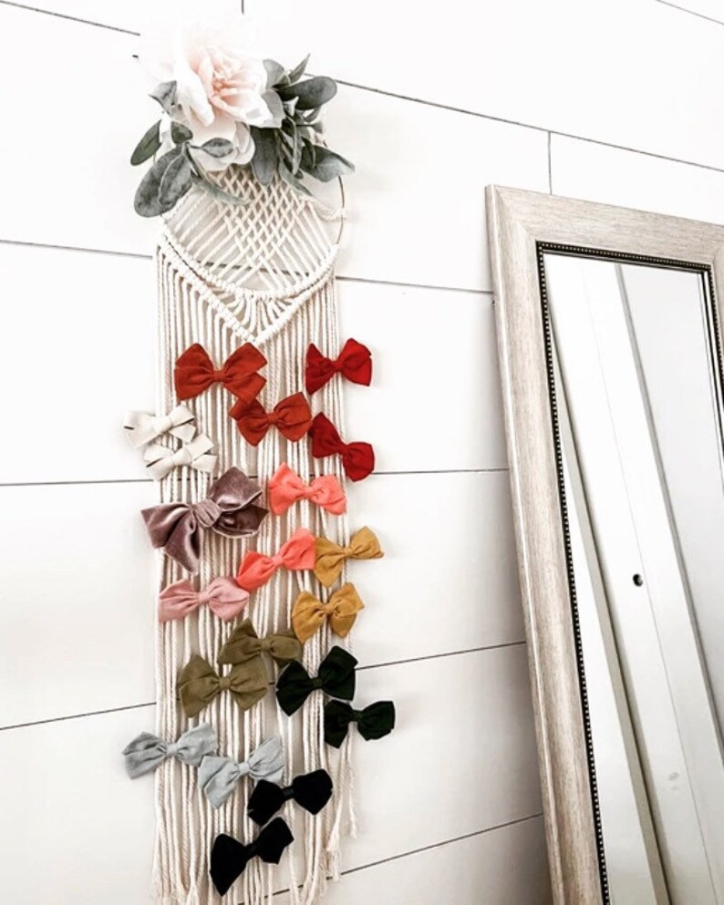Floral Macrame Hoop Macrame Nursery Decor Macrame Bow Etsy
