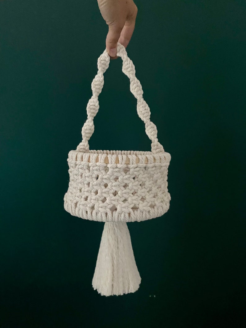 Macrame basket, flower girl basket, boho wedding accessory, plant holder, Easter Basket image 1