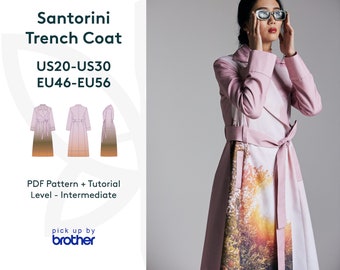 Santorini Trench Coat PDF sewing pattern/Sizes US20-US30/Difficulty level Advanced/Detailed Tutorial/Only Print Layouts: A4,Letter,Legal!