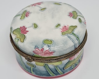 Pink Lilies - Benaya Ceramic Art Pottery Jewellery Box.