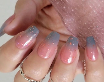 SUMMER SOLSTICE- teal coral thermal dip powder, thermal nail dip, mood dip powder, nail dip powder, dip powder nails, nail dips,
