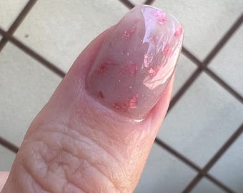 WORK YOUR MAGIC-Spring nail dip, foil, diy nails, gray, pink