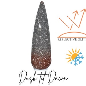 DUSK TIL DAWN- reflective glitter dip powder,  reflective glitter nail dip, reflective dip powder, reflective thermal nail dip