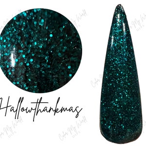 HALLOWTHANKMAS- dip powder, nail dip, teal dip powder, nail dip powder, dip powder nails, nail dips, teal nail dip