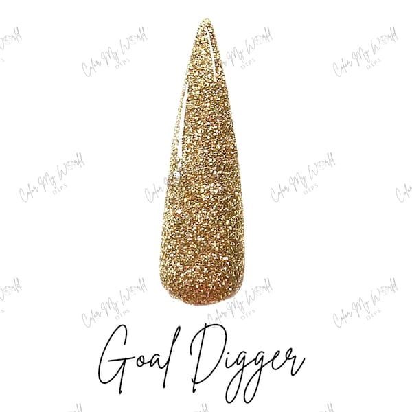 GOAL DIGGER-dip powder, nail dip,  gold dip powders, nail dip powder, dip powder nails, nail dips, gold glitter dip powder