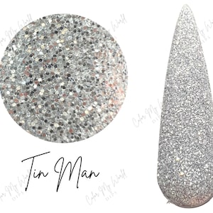 TIN MAN-dip powder, nail dip, silver glitter dip powder, nail dip powder, dip powder nails, nail dips, silver glitter nail dip