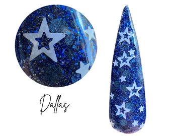 DALLAS-blue glitter dip powder, blue glitter nail dip, glitter dip powder, glitter nail dip powder, dip powder nails, nail dips