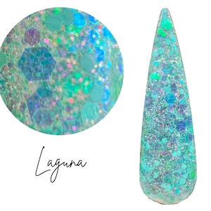 LAGUNA- glitter dip powder,  nail dip, dip powder, nail dip powder, dip powder nails, nail dips, diy nails