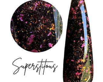 SUPERSTITIOUS - chameleon foils, pink foil, dip powder, foil nail dip, diy nails, nail dips