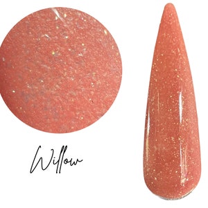 WILLOW -orange flakie dip powder, orange nails, dip powders, nail dip powder, dip powder nails, nail dips, fall nail dip, fall dip powder