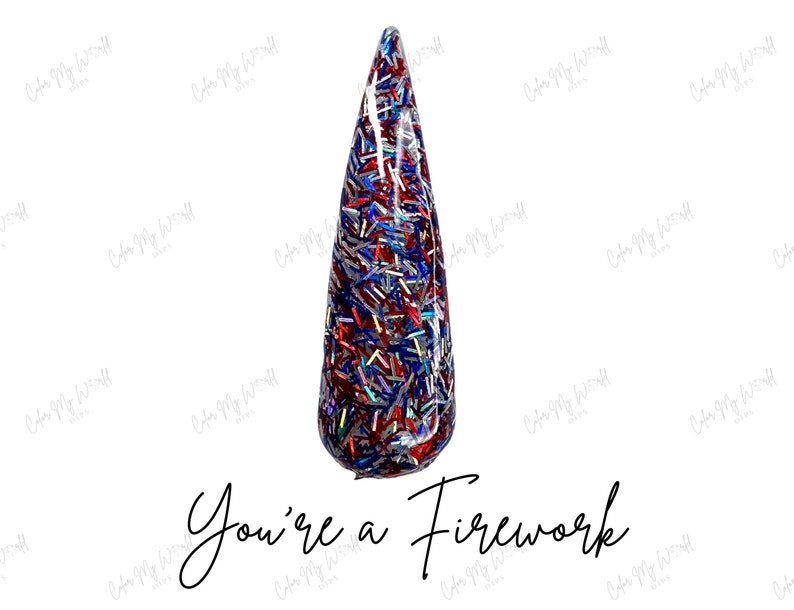YOURE A FIREWORK- patriotic nail dip powder, patriotic glitter dip powder, dip powder, nail dip powder, nail dip, dip powder nails image 3
