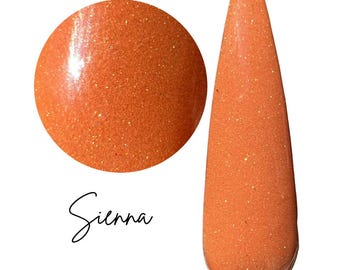 SIENNA- rust, shimmer, dip powder, orange nail dip, diy nails, fall nails,