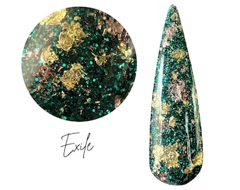 EXILE -retired, foil dip powder, foil nail dip, dip powder, nail dip powder, dip powder nails, nail dips, dip powder