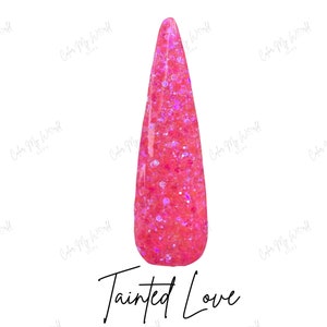 TAINTED LOVE- pink glitter dip powder, pink neon glitter, neon pink glitter dip powder, nail dip, dip powder, glitter dip powder