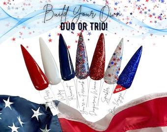 PATRIOTIC DUO/TRIO-dip powder, nail dip, nail dip powder, dip powder, 4th of July nail dip, Memorial mani, patriotic nails
