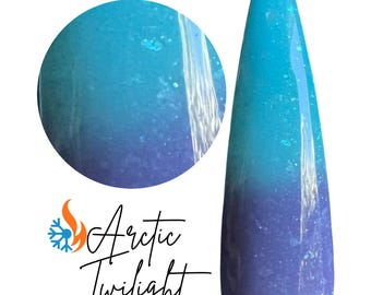 ARCTIC TWILIGHT -thermal dip powder, blue, purple, dip powder, diy nails, nail dips, summer nails