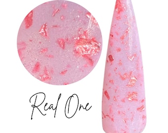 REAL ONE-  pink and rose gold foil, foil dip powder, diy nails, dip powder, Pink nails, nails at home,