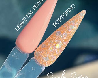 DUO SIMPLY SPRING #3- Leave Em Peachless (Solid), Portofino, dip powder, diy nails, spring, neon pastel, glitter